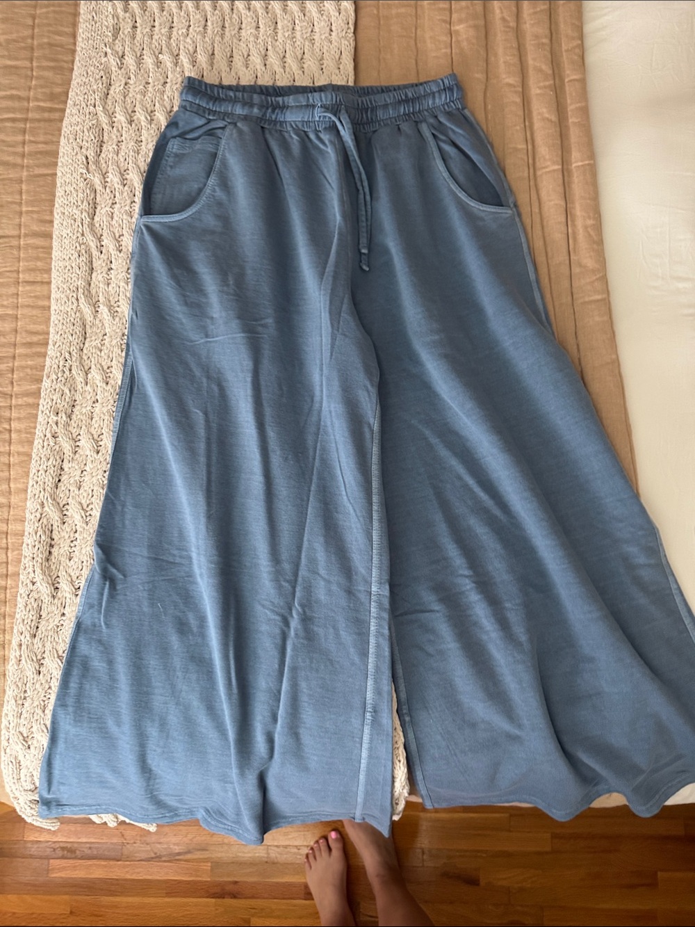 NWOT Zenana Outfitters Wide Leg Lounge Pants in Dusty Blue